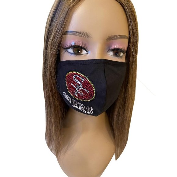San Francisco 49ers Bling Rhinestone Face Mask Side Logo - Picture 1 of 10